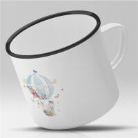 Emaille Tasse Elefant Giraffe und Zebra Vintage 300ml
