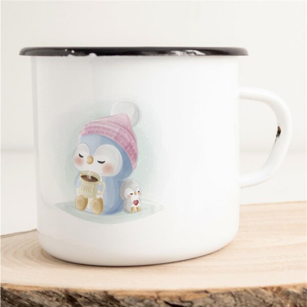 Emaille Tasse Baby Pinguin Vintage 300ml
