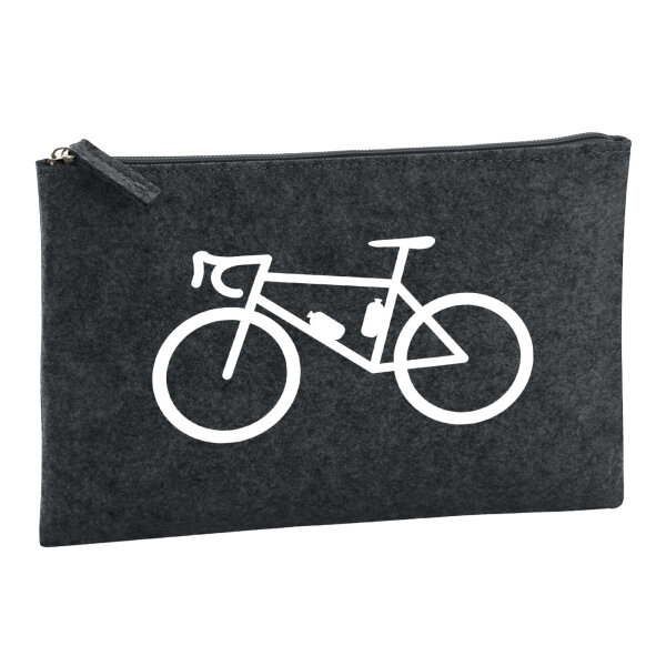 Kulturbeutel Bike Fahrrad 1 Liter Filz Charcoal Kosmetiktasche