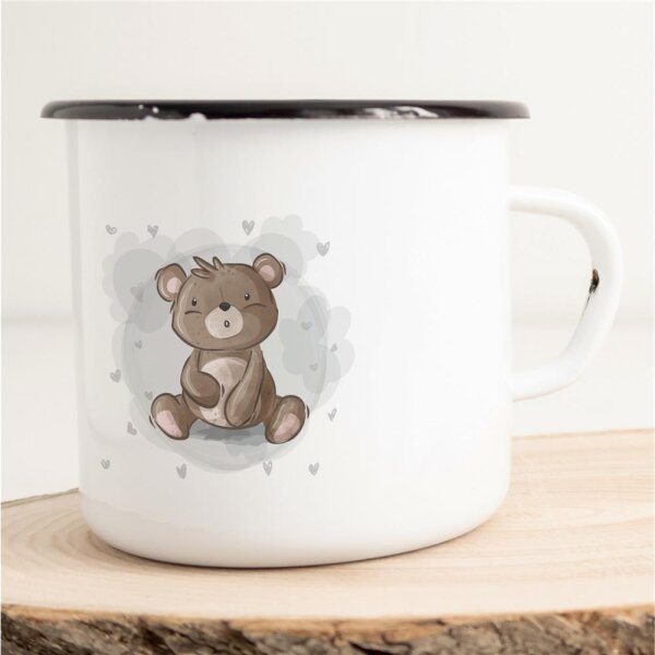 Emaille Tasse Baby Bär Vintage 300ml