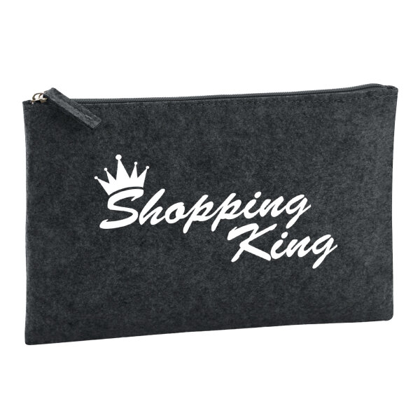 Kulturbeutel Shopping King Krone 1 Liter Filz Charcoal Kosmetiktasche