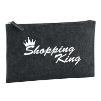 Kulturbeutel Shopping King Krone 1 Liter Filz Charcoal...