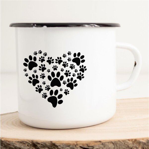 Emaille Tasse Pfoten Tatzen Vintage 300ml