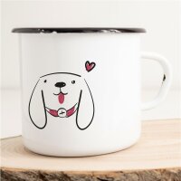 Emaille Tasse Hund Zunge Vintage 300ml