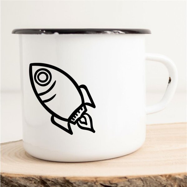 Emaille Tasse Rakete Astronaut Vintage 300ml