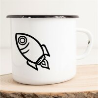 Emaille Tasse Rakete Astronaut Vintage 300ml