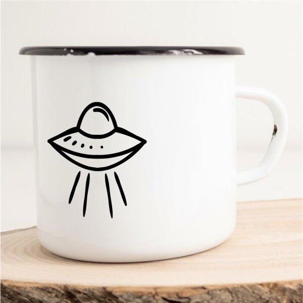 Emaille Tasse Ufo Weltall Vintage 300ml