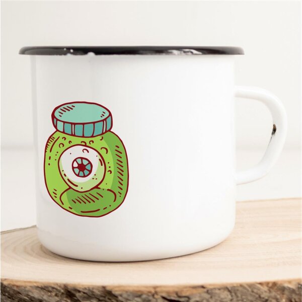 Emaille Tasse Auge im Glas Vintage 300ml