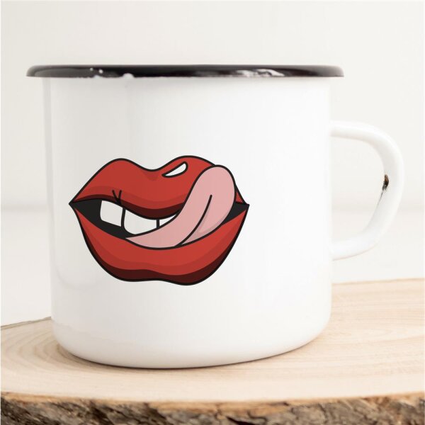 Emaille Tasse Verführerische Lippen Vintage 300ml