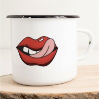 Emaille Tasse Verf&uuml;hrerische Lippen Vintage 300ml