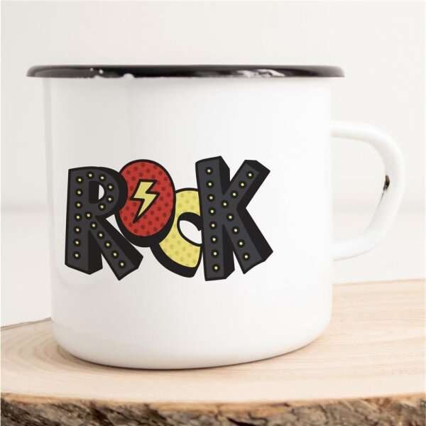 Emaille Tasse Rock Comic Vintage 300ml