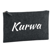 Kulturbeutel Kurwa Polnisch 1 Liter Filz Charcoal Kosmetiktasche