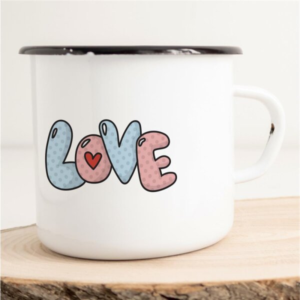 Emaille Tasse Love Herz Vintage 300ml