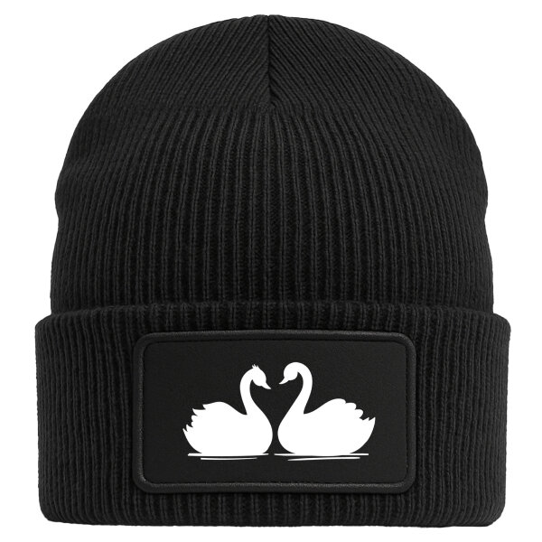 Beanie Schwan Pärchen Black Mütze