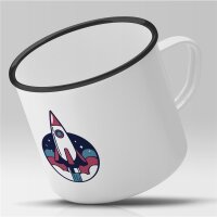 Emaille Tasse Rakete bunt Vintage 300ml