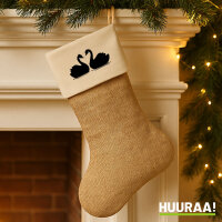 Weihnachtsstrumpf Schwan Pärchen Beige