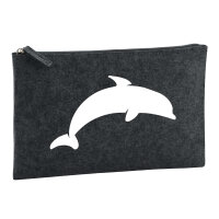 Kulturbeutel Delfin Silhouette 1 Liter Filz Charcoal...