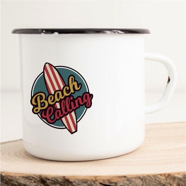 Emaille Tasse Beach calling Vintage 300ml