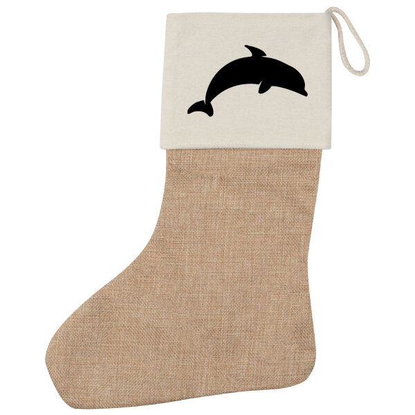 Weihnachtsstrumpf Delfin Silhouette Beige