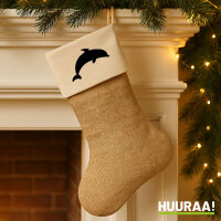 Weihnachtsstrumpf Delfin Silhouette Beige