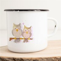 Emaille Tasse Eulen Vintage 300ml