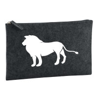 Kulturbeutel Löwe Silhouette 1 Liter Filz Charcoal Kosmetiktasche