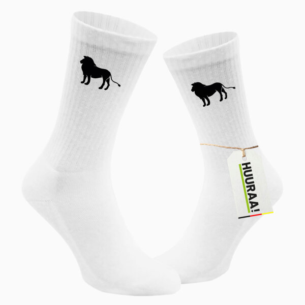 Socken Löwe Silhouette Größe 37/46 White Motiv Tennissocken