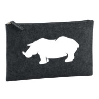 Kulturbeutel Nashorn Silhouette 1 Liter Filz Charcoal Kosmetiktasche