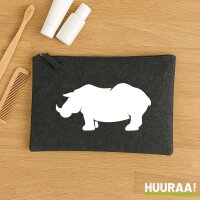 Kulturbeutel Nashorn Silhouette 1 Liter Filz Charcoal Kosmetiktasche