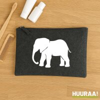 Kulturbeutel Elefant Silhouette 1 Liter Filz Charcoal...
