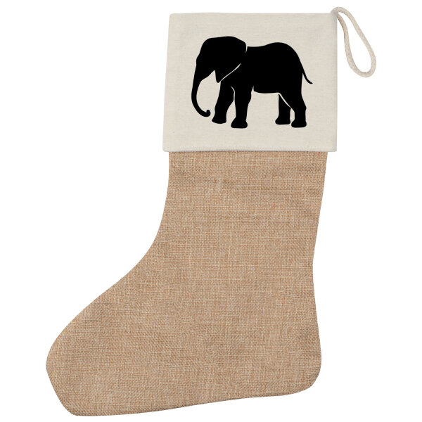 Weihnachtsstrumpf Elefant Silhouette Beige