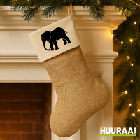 Weihnachtsstrumpf Elefant Silhouette Beige