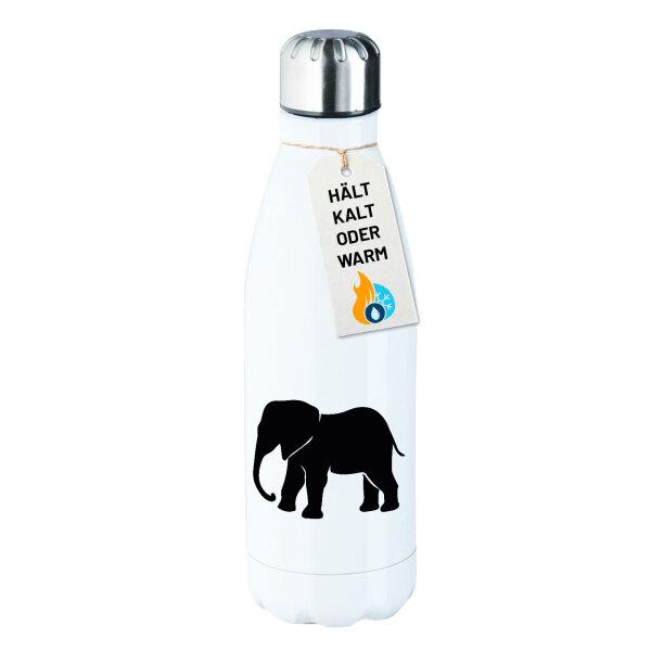 Edelstahl-Trinkflasche Elefant Silhouette 500ml Wasserflasche