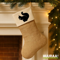 Weihnachtsstrumpf Eichhörnchen Silhouette Beige