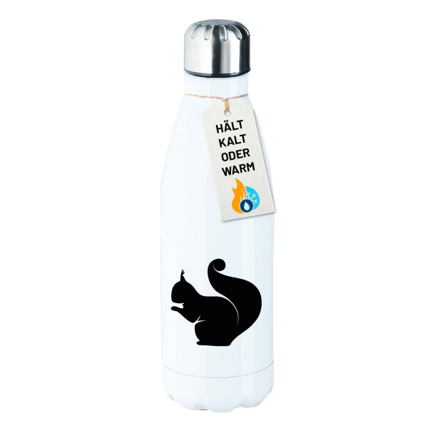 Edelstahl-Trinkflasche Eichhörnchen Silhouette 500ml Wasserflasche