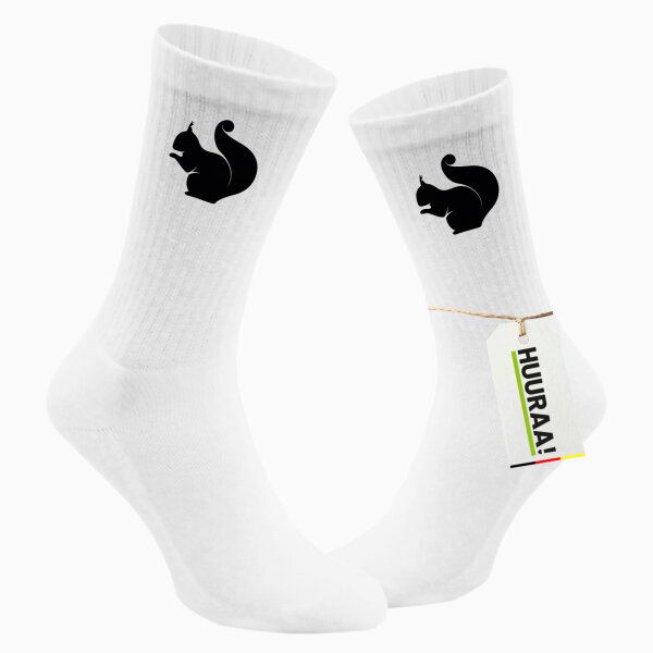Socken Eichhörnchen Silhouette Größe 37/46 White Motiv Tennissocken