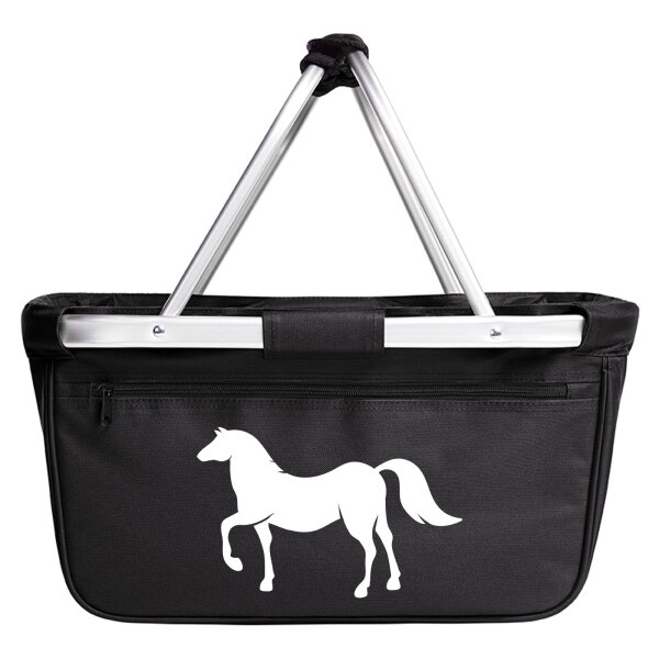 Einkaufskorb faltbar Pferd Silhouette 20 Liter Tragekorb Black