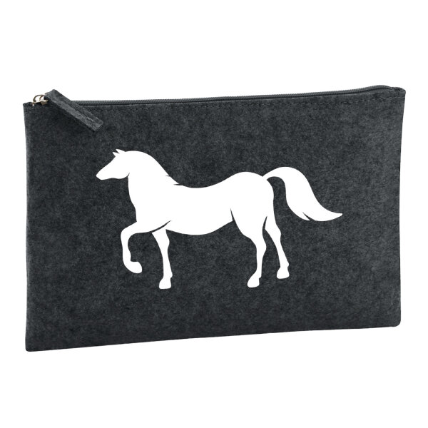 Kulturbeutel Pferd Silhouette 1 Liter Filz Charcoal Kosmetiktasche