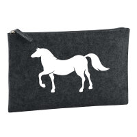 Kulturbeutel Pferd Silhouette 1 Liter Filz Charcoal Kosmetiktasche