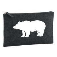 Kulturbeutel Bär Silhouette 1 Liter Filz Charcoal...