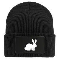 Beanie Hase Kaninchen Silhouette Black Mütze