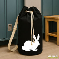 Seesack Hase Kaninchen Silhouette 20 Liter Rucksack Black