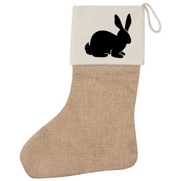 Weihnachtsstrumpf Hase Kaninchen Silhouette Beige