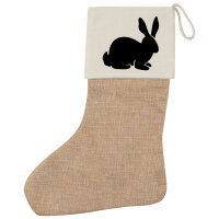 Weihnachtsstrumpf Hase Kaninchen Silhouette Beige
