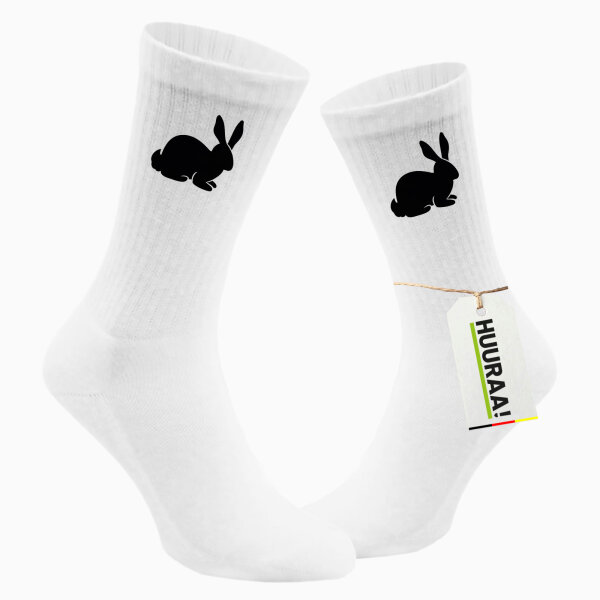 Socken Hase Kaninchen Silhouette Größe 37/46 White Motiv Tennissocken