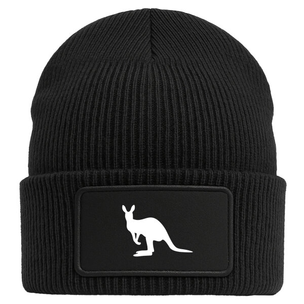 Beanie Kangaroo Silhouette Black Mütze