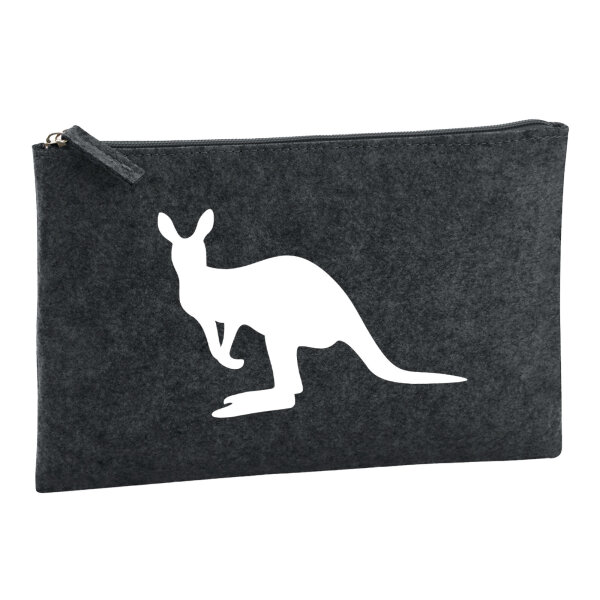 Kulturbeutel Kangaroo Silhouette 1 Liter Filz Charcoal Kosmetiktasche
