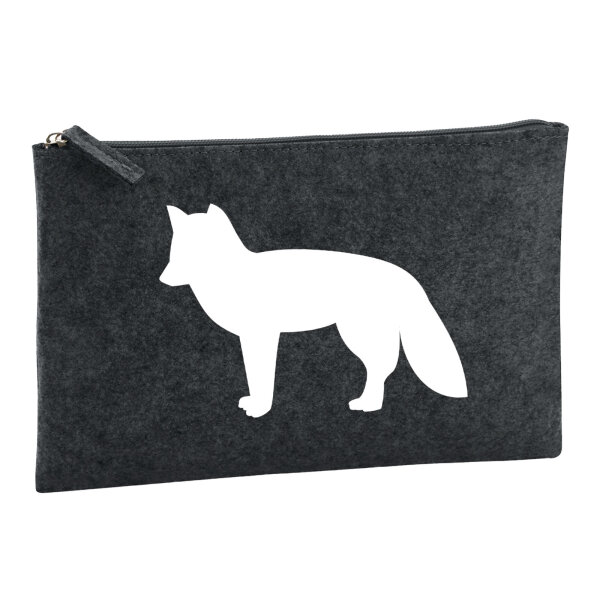 Kulturbeutel Fuchs Silhouette 1 Liter Filz Charcoal Kosmetiktasche
