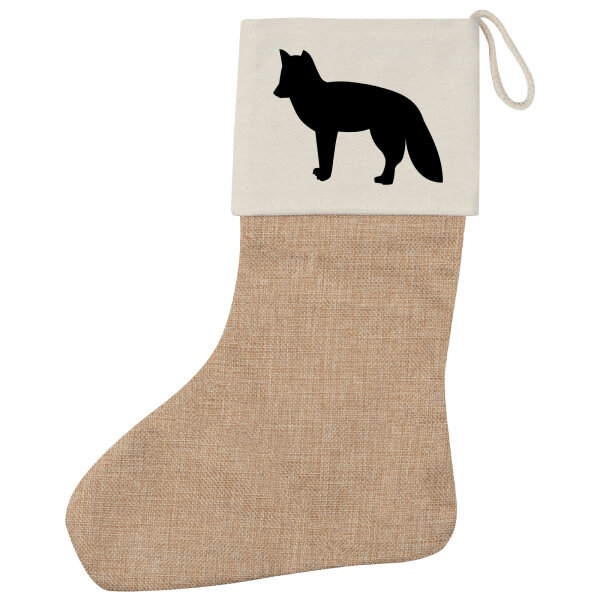 Weihnachtsstrumpf Fuchs Silhouette Beige