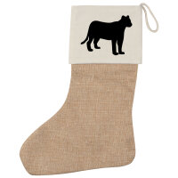 Weihnachtsstrumpf Panther Silhouette Beige